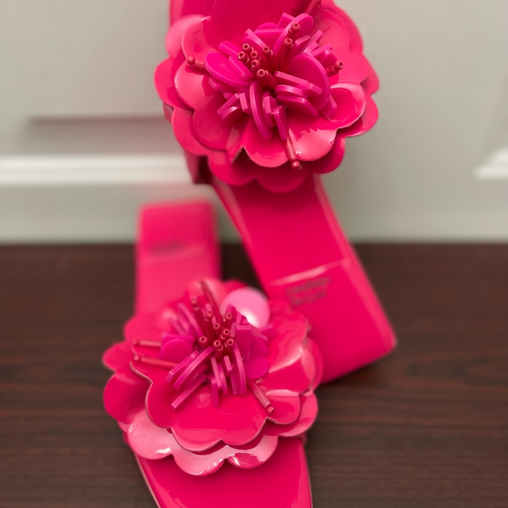Jeffrey Campbell Hot Pink Patent Floral Sandals SZ 5.5 - Picture 6 of 8